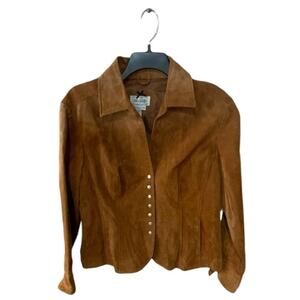 Live A Little Vintage 100% Suede Leather Jacket Womens XL Casual Preppy Academia